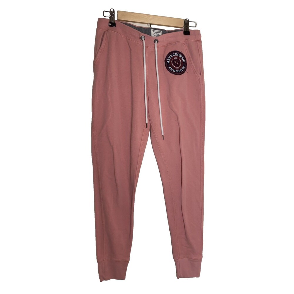 Vintage Abercrombie and Fitch Sweatpants Small Joggers Pink Varsity Logo 90s Y2K